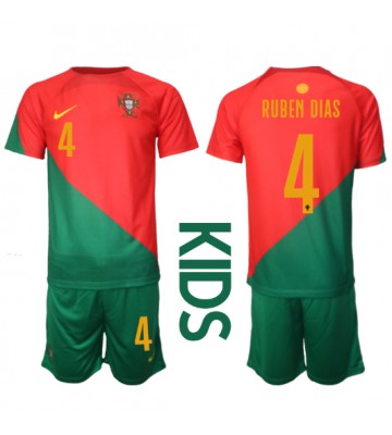 Portugal Ruben Dias #4 babykläder Hemmatröja barn VM 2022 Korta ärmar (+ Korta byxor)